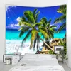 Arazzi 3D mare albero di cocco paesaggio arazzo decorativo Tende coperta Art Déco appese nel soggiorno della camera da letto