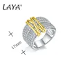 Avec des pierres latérales LAYA 100 925 Sterling Silver Fashion Retro Light Gold Multi Line Brillant Zircon Anneau Pour Hommes Femmes Parti Exquis Fine Jewelry 230704