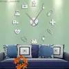 Horloges murales médecine soins de santé ambulance outils médicaux grande horloge murale bricolage acrylique effet miroir stickers muraux hôpital clinique décor montre 210309 Z230705