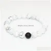 Catene di elasticità in pietra naturale Est con perline Coppia di bracciali per donne e uomini Lava Rock Healing Energy Meditation Mala Beads Bangle Dhb8S