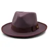 Nouveau feutre casquette hommes à la mode chapeau haut de forme classique Gentleman rétro femmes fausse laine Fedora chapeau Vintage Gangster Trilby élégant Jazz casquettes