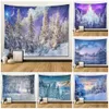 Tapisseries Dôme Caméras Neige Hiver Forêt Tapisserie Esthétique Noël Décoratif Ciel Étoilé Paysage Arbre Grand Tissu Tapisserie Tenture Murale Décor R230714