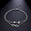 Cavigliere Boho Cavigliera iniziale Cuore Infinity Colore argento Bracciale alla caviglia sulla catena della gamba 26 Lettera per le donne Gioielli da spiaggia 230607