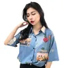 Camicette da donna Camicia retrò a maniche corte da donna Stampa stile coreano Rose Harajuku Streetwear Top estivi in chiffon