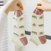 Femmes chaussettes printemps été dames coton bas haut coupe peu profonde maille respirant désossé cousu Jacquard mignon mode tendance L210