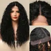 Perruques synthétiques Easihair Long Black Lace Front Wigs Deep Wave Curly Frontal Synthétique pour Femmes Résistant À La Chaleur Cosplay Cheveux 230227