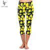Capris sommar ny 3d citron digital tryckt capri leggings hög midja hög elastisk midkalf kvinnor svarta leggings heta försäljning
