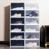 1pc Shoe Cabinet High Light Transmission Transparent Slippers Sneakers Storage Shoes Box Thickened Dustproof Shoe Organizer Box L230705