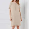 Casual Dresses 2023 Summer Grey Black Dress Women Button V-Neck Short Sleeve Pocket Cotton Linen Boho Midi Robe