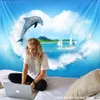 Tapisserier Cool 3D Animal Tapestry Dolphin Art Wall Hanging Living Room Decor Craftsmandala Dekorativ tunn filt Yoga