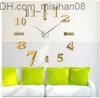 Horloges murales Creative surdimensionné horloge murale bricolage acrylique horloge maison 3d sticker mural horloge muet Z230705