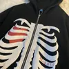 Kadın Hoodies Sweatshirts Moda İskelet Kadın Gotik Siyah Zip Up Büyük Boyu Sweatshirt Bayanlar Retro Harajuku Kapşonlu Ceket Sokak Giyim 230706