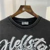 Tasarımcı Moda Giyim Tees Tshirts Hellstar Studios Sesler Eski Mektup Baskı Moda Markası Kısa Kollu Hip Hop Gevşek Tişört Erkekler için Rock Hip Hop