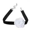 Chains Retro Handmade Big Flowers Necklace Elegant Collar Bohemian Exaggerated Cloth Weave Necklet Clavicle Chain K3KF