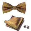 Bow Ties Factory Sale Brand Silk Butterfly Tie Handkerchief Pocket Squares Cufflink Set Bowte Necktie For Men Gold Shirt Accessories