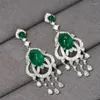Dangle Earrings Delicate Temperament Tassel Drop Female Exquisite Lab Emerald Dangles Personality Vintage Engagement Jewelry Gift