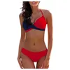 Costumi da bagno da donna Costume da bagno Bikini con spacco abbinato Colore senza maniche Sexy Donna 2023 Costumi da bagno