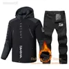 Fishing Accessories Large Size 9XL Fishing Suit Men Winter Warm Fleece Fishing Jacket Pants Windproof Snow Coat Outdoor Snowboard Wear Set Overalls HKD230706