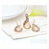 Bijoux Vintage Strass De Mariée Nouvelle Mode Rose Or Opale Cristal Paon Collier Boucles D'oreilles Ensemble De Bijoux Pour Les Femmes Drop Dh0Db