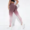 Calças ativas femininas com degradê oco yoga senhora sem costura push up jeggings esportes academia elástico cintura alta treino fitness calças elásticas