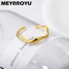 MEYRROYU Stainless Steel New Gold Color Wave Rings Accessories 2021 Trend For Women Couple Gift Party Fashion Jewelry Wholesale