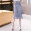 Юбки мода джинсовая юбка 2023 Лето высокая талия.