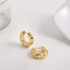 Hoop Earrings Minimalist Twisted Gold Color Round For Women Fashion Geometric Irregularity Square Copper Small Jewelry