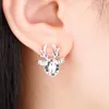 Stud Earrings 2Pcs/Set Christmas Crystal Deer Female Elegant Antler Ear Suit 1 Pair Gem Reindeer 2023 Trendy Xmas Gifts