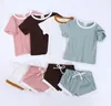 Klädset Born Baby Girl Pojke Kläder Solid kortärmade T-shirts Shorts Spädbarn Boutique Outfits Småbarn Barn Bebes träningsoverall kostym