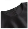 2023 Summer Black Contrast Colour Paneled Dress Manica lunga Girocollo Abiti casual al ginocchio W3L041908
