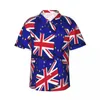 Camisas casuales para hombres Camisa Bandera del Reino Unido Manga corta Tops Solapa Verano