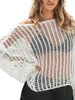 Women's T Shirts Bohemian Style Women S Crochet Long Sleeve Crop Top With Backless Hollow Out Design - Perfect For Beach Cover Up Or