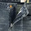 Jeans masculino com zíper cintura média moderno verão H de alta qualidade jeans moda casual solto solto lavado calças masculinas retas