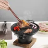 BBQ Grills Mini Grill Japanese Alcohol Stove Home Smokeless Barbecue Outdoor Plate Roasting Meat Tools 230706