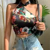 Women's Tanks Camis Combhasaki Women Y2K 2000s Halter Tank Top Dragon Print Chinese Knot Irregular Cheongsam Style Sexy Summer Bustier Crop Top 230705