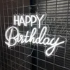 LED Happy Birthday Flex Trasparente Acrilico Party Neon Light Sign Led Art Letter Decorazione della casa Decorazione della parete HKD230706