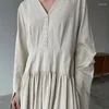 Casual Jurken Neploe Franse Stijl Losse V-hals Vestidos De Mujer 2023 Japanse Eenvoudige Mode Vintage Jurk Elegante Knop Hoge taille Gewaad