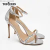 Chaussures habillées TOPQUEEN femmes pompes de fête 2022 nouvelles femmes à talons hauts dentelle boucle argent chaussures de mariage femmes chaussures à talons hauts AL67 Z230707