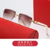 Mode Carti Top Sonnenbrille 2023 Neue Diamant rahmenlose getrimmte Sonnenbrille Herren Platte Bein Damen Brille mit Originalverpackung