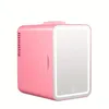 Cooseon 4L Mini Mirror Fridge、Beauty Makeup Skincare冷蔵庫、AC/DC加熱冷却ビューティー冷蔵庫、飲料車冷蔵庫、スキンケア化粧品、