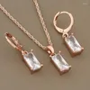 Collana Orecchini Set Trend 585 Rose Gold Color Drop Stes Per le donne Fashion Geometry Natural Zircon Daily Jewelry