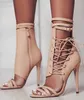 Sandaler Summer Design Hollow Out Cross bundna spetsar upp stövlar Sexiga Peep Toe Zip Ankle Buckle Strap Stiletto klackar Skor 230417