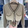 Women's Sweaters Designer Cardigan Coat V Neck Long Sleeve Knitwear Casual Loose Outwear Female Tops