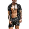 Agasalhos masculinos de luxo, conjunto de duas peças de luxo, roupas estampadas de verão, camiseta de manga curta e shorts, agasalho esportivo