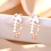 Vintage Fashion Fishbone Design Hoop Earrings for men and Women Unisex Earring Jewelry