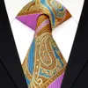 E6 Paisley Listras Multicolor Laranja Amarelo Azul Rosa Conjuntos de Gravata Masculina Lenço 100% Seda Inteira2320