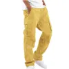 Summer new style men's Cargo pants European American drawstring multi pocket casual trousers