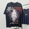 デザイナーファッション衣類 Tシャツ Tシャツヘルスターアメリカンハイストリートレターポートレート漫画プリントオールドルーズヒップホップメンズ半袖 Tシャツロックヒップホップ