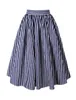 Skirts 45- Women Vintage 1950s Blue Stripe Print High Waist Pleated Swing Skirt Rockabilly Pin Up Plus Size 4xl Saia Faldas