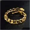 Chain Men 18K Gold Plated Bracelets 6Mm 8Mm 10Mm 12Mm Cuban Link Chains Bangle For Women Rapper Hip Hop Jewelry Gift Drop Delivery Dhyd4